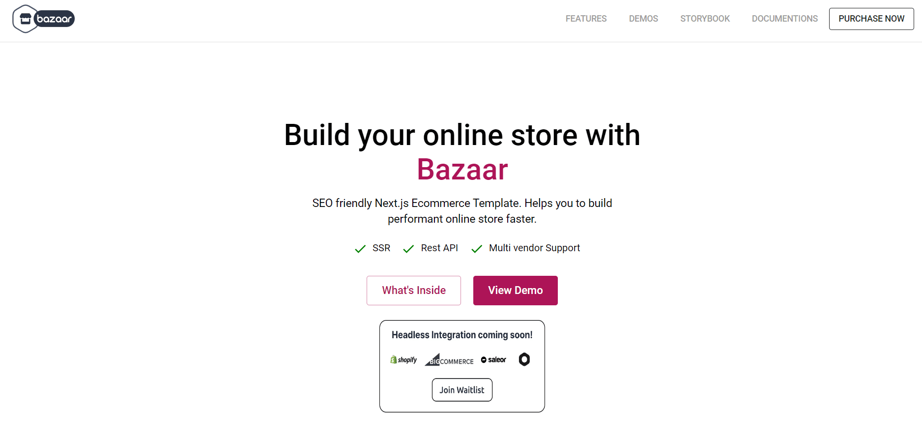 Bazaar Landing Page